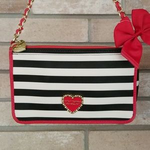 Betsey Johnson stripes and polka dots crossbody